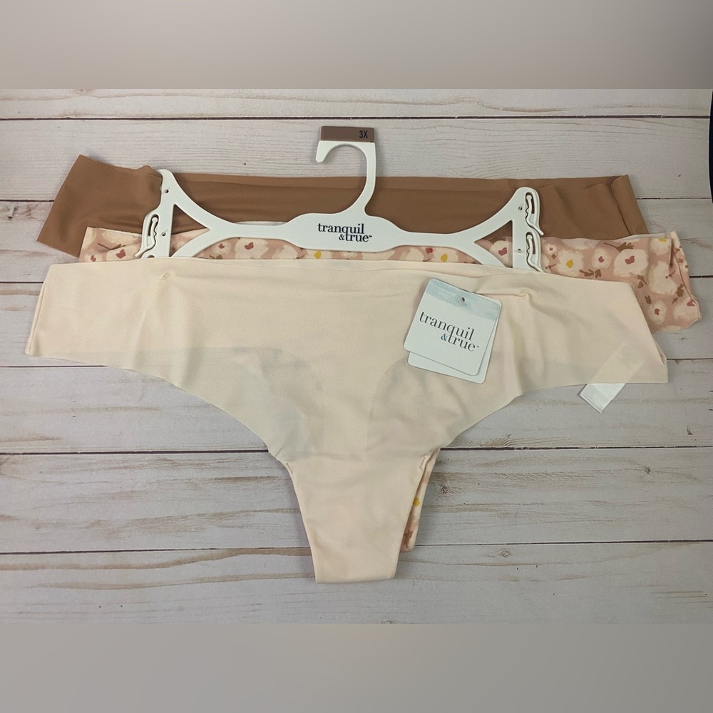 New TRANQUIL & TRUE Womans 3 Pack Thongs Size 3X XXXL Matte Microfiber
